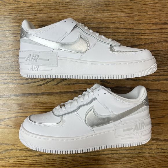 Nike Air Force 1 Shadow Size Men\'s 9.5 White Metallic Silver NEW main image 5